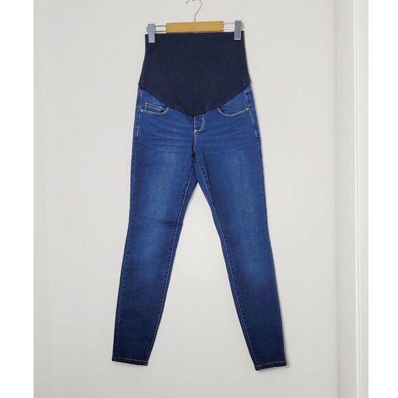 Thyme Maternity Blue Jeans Cotton Blend Slim Fit Denim Jeans Pregnancy Sz Small - Picture 1 of 12